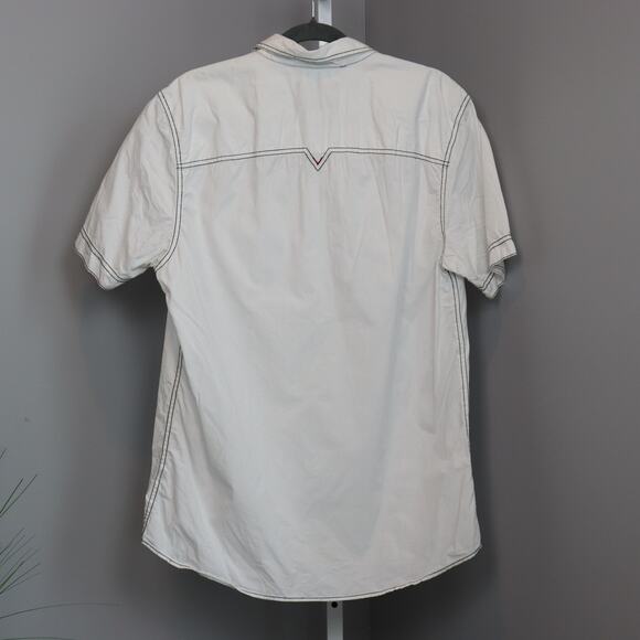 i Jeans by Buffalo Men's White Button Down Shirt Size L Contrast Stitch Western - Picture 2 of 7